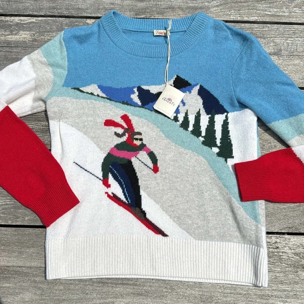 FAHERTY Mountain Coaster Crew SKI SWEATER SIZE MEDIUM‎ NWT $228 - Picture 2 of 7
